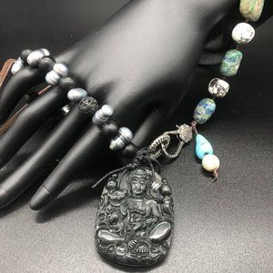 Necklace - Diamond lobster with Buddha Pendant